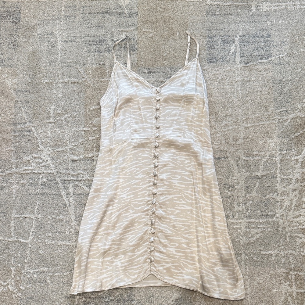 Abercrombie and Fitch White and Cream Button-Down Slip Dress